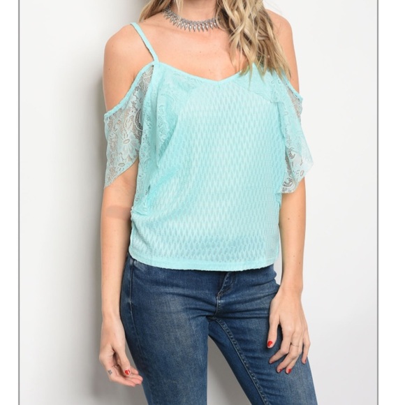 Tops - Sale! Light Blue lace top. Stylish and flirty